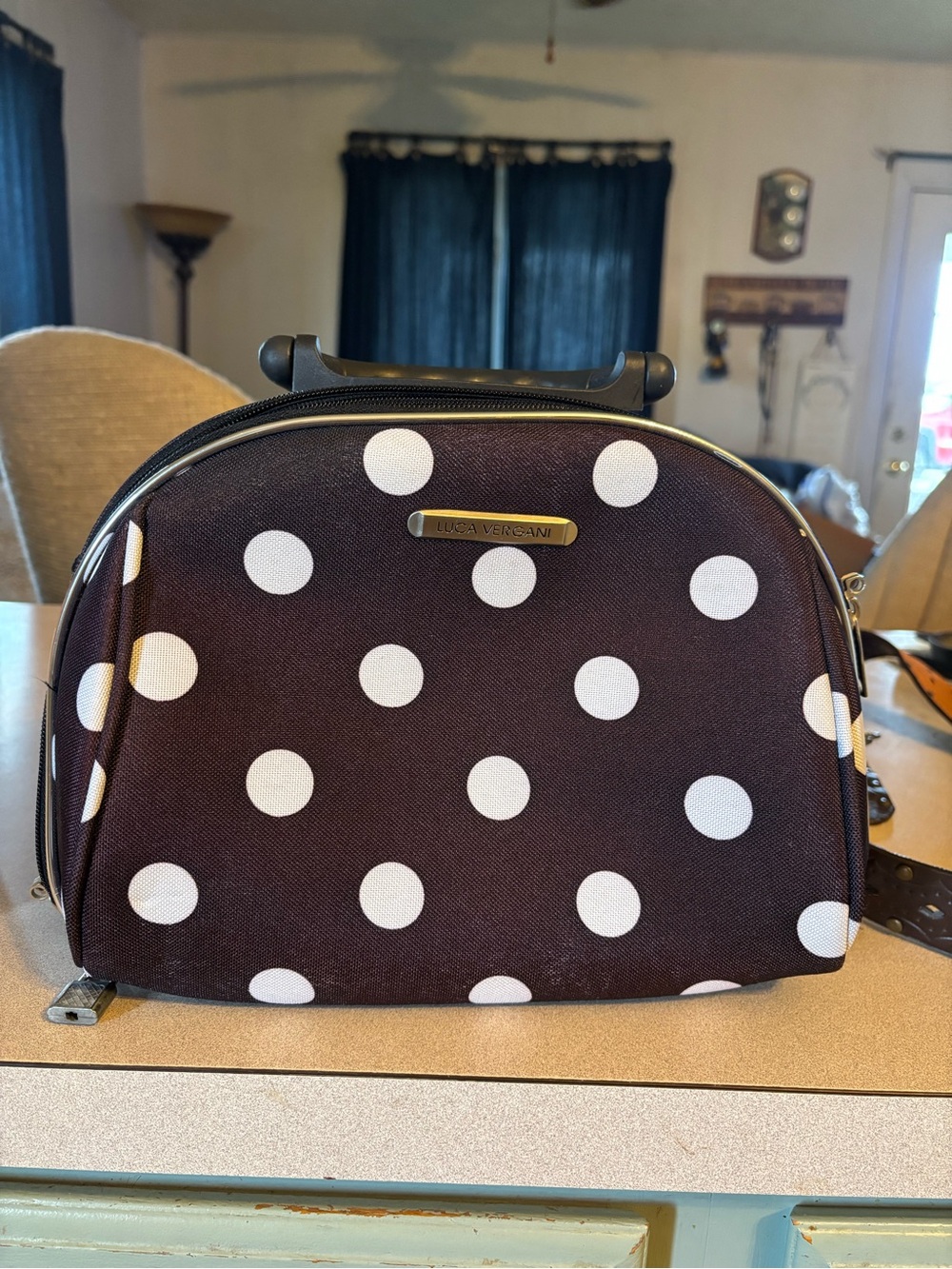 Source Unknown Black Cosmetic Bag with White Polka Dots